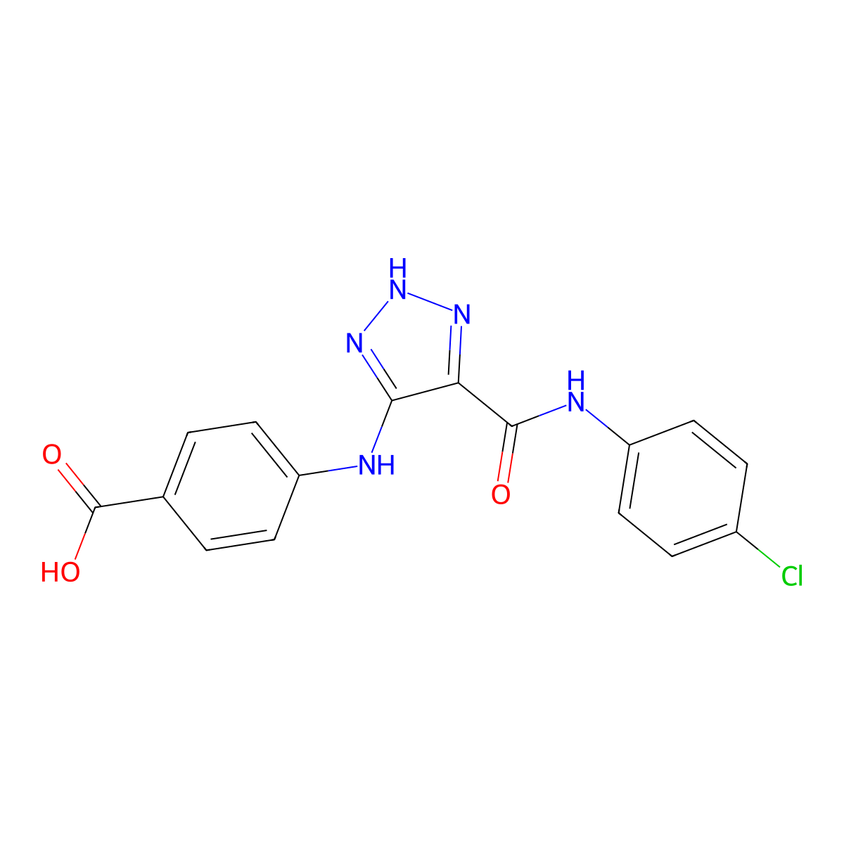 4-({4-[(4-chlorophenyl)carbamoyl]-1H-1,2,3-triazol-5-yl}amino)benzoic acid molecular structure, CAS 1370597-91-3