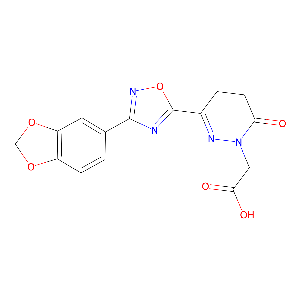 [3-[3-(1,3-benzodioxol-5-yl)-1,2,4-oxadiazol-5-yl]-6-oxo-5,6-dihydropyridazin-1(4H)-yl]acetic acid molecular structure, CAS 1370598-29-0