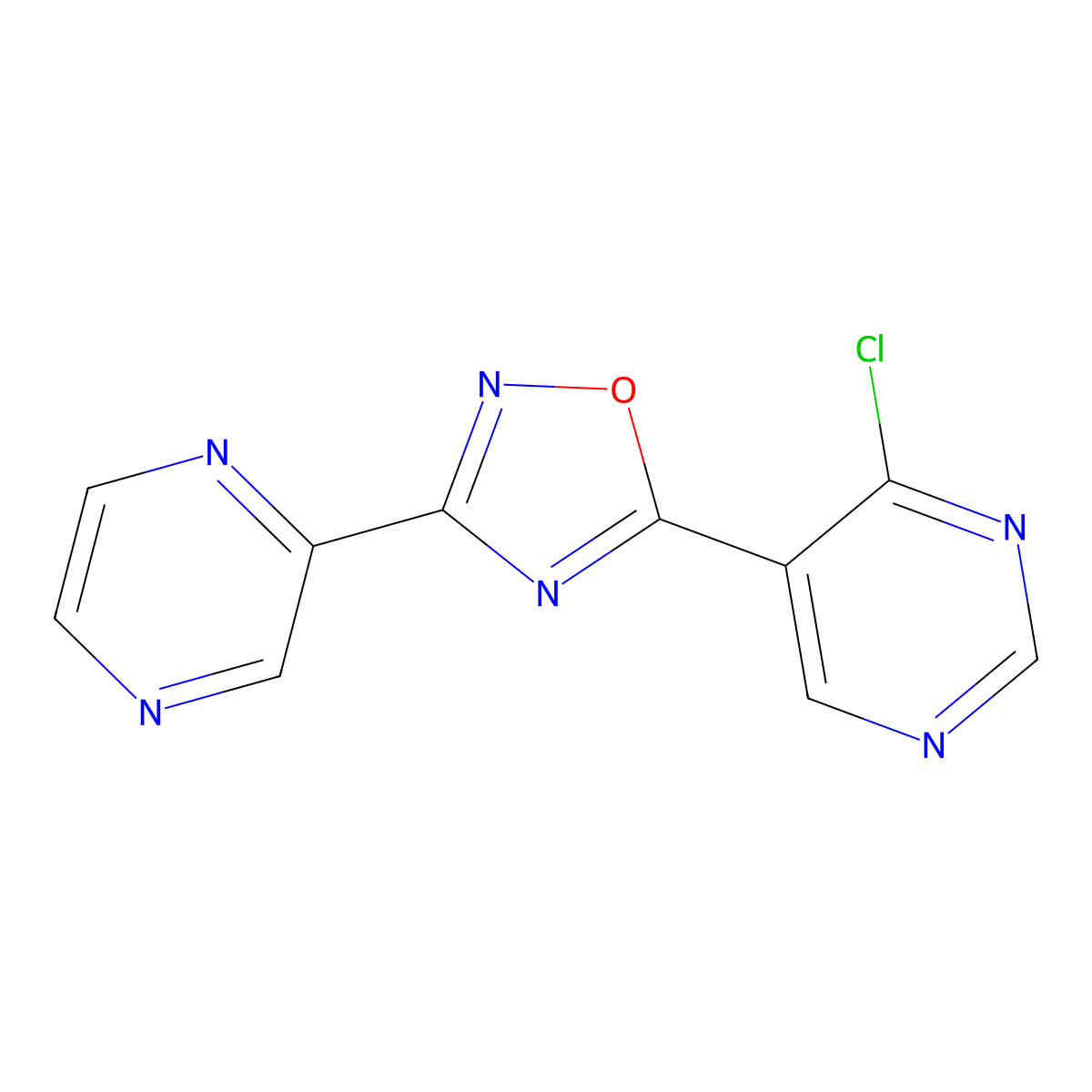 4-Chloro-5-(3-pyrazin-2-yl-1,2,4-oxadiazol-5-yl)pyrimidine molecular structure, CAS 1370598-55-2