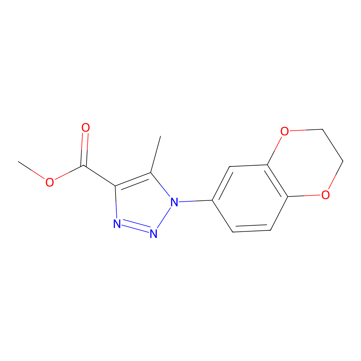 methyl 1-(2,3-dihydro-1,4-benzodioxin-6-yl)-5-methyl-1H-1,2,3-triazole-4-carboxylate molecular structure, CAS 1370598-60-9