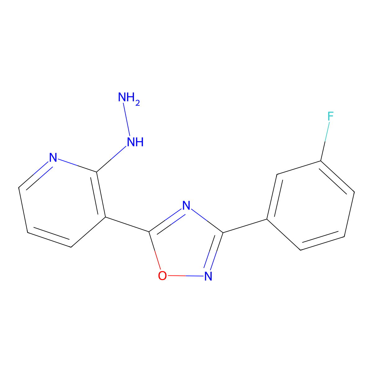 3-[3-(3-Fluorophenyl)-1,2,4-oxadiazol-5-yl]-2-hydrazinylpyridine molecular structure, CAS 1370598-66-5