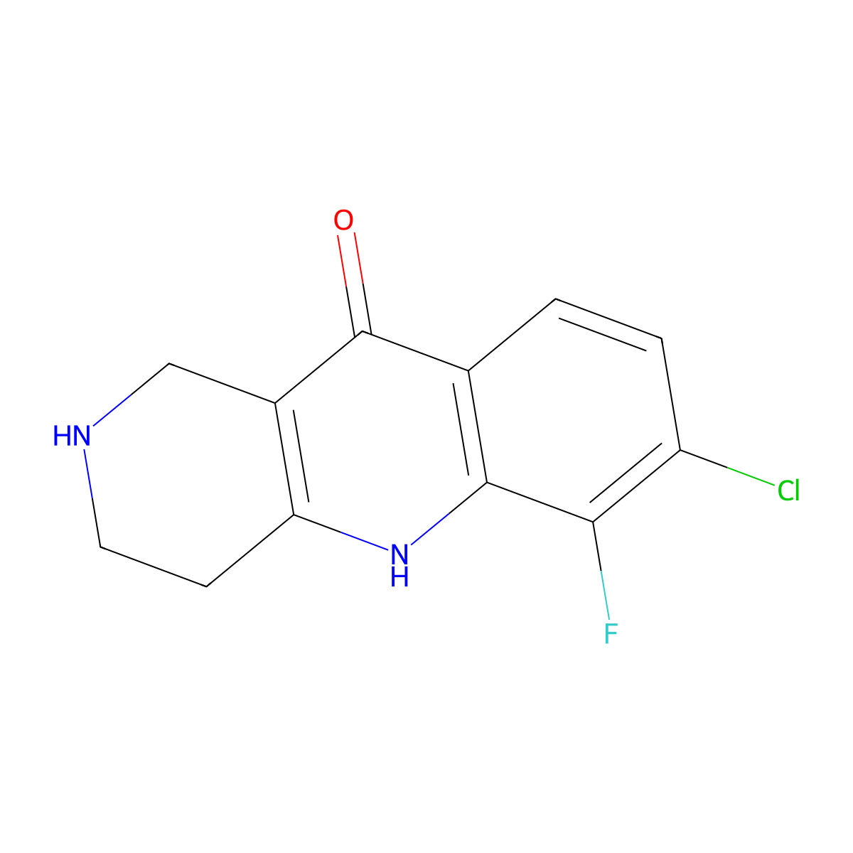 7-chloro-6-fluoro-1,3,4,5-tetrahydrobenzo[b]-1,6-naphthyridin-10(2H)-one molecular structure, CAS 1370598-83-6
