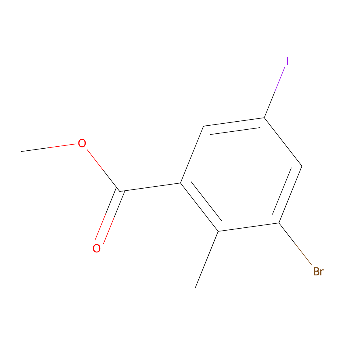 Methyl 3-bromo-5-iodo-2-methylbenzoate molecular structure, CAS 1370600-52-4