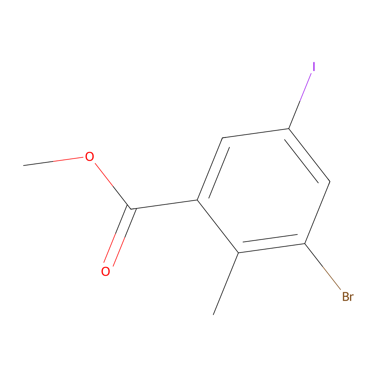 Methyl 3-bromo-5-iodo-2-methylbenzoate molecular structure, CAS 1370600-52-4