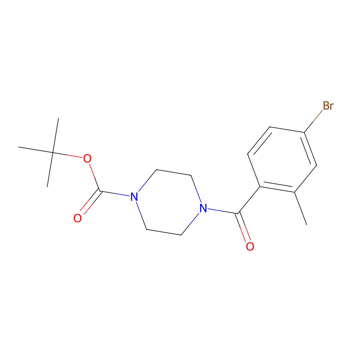 Tert-butyl 4-(4-bromo-2-methylbenzoyl)piperazine-1-carboxylate molecular structure, CAS 1370600-54-6