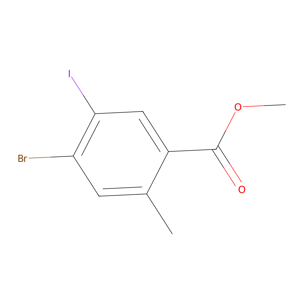 Methyl 4-bromo-5-iodo-2-methylbenzoate molecular structure, CAS 1370600-57-9