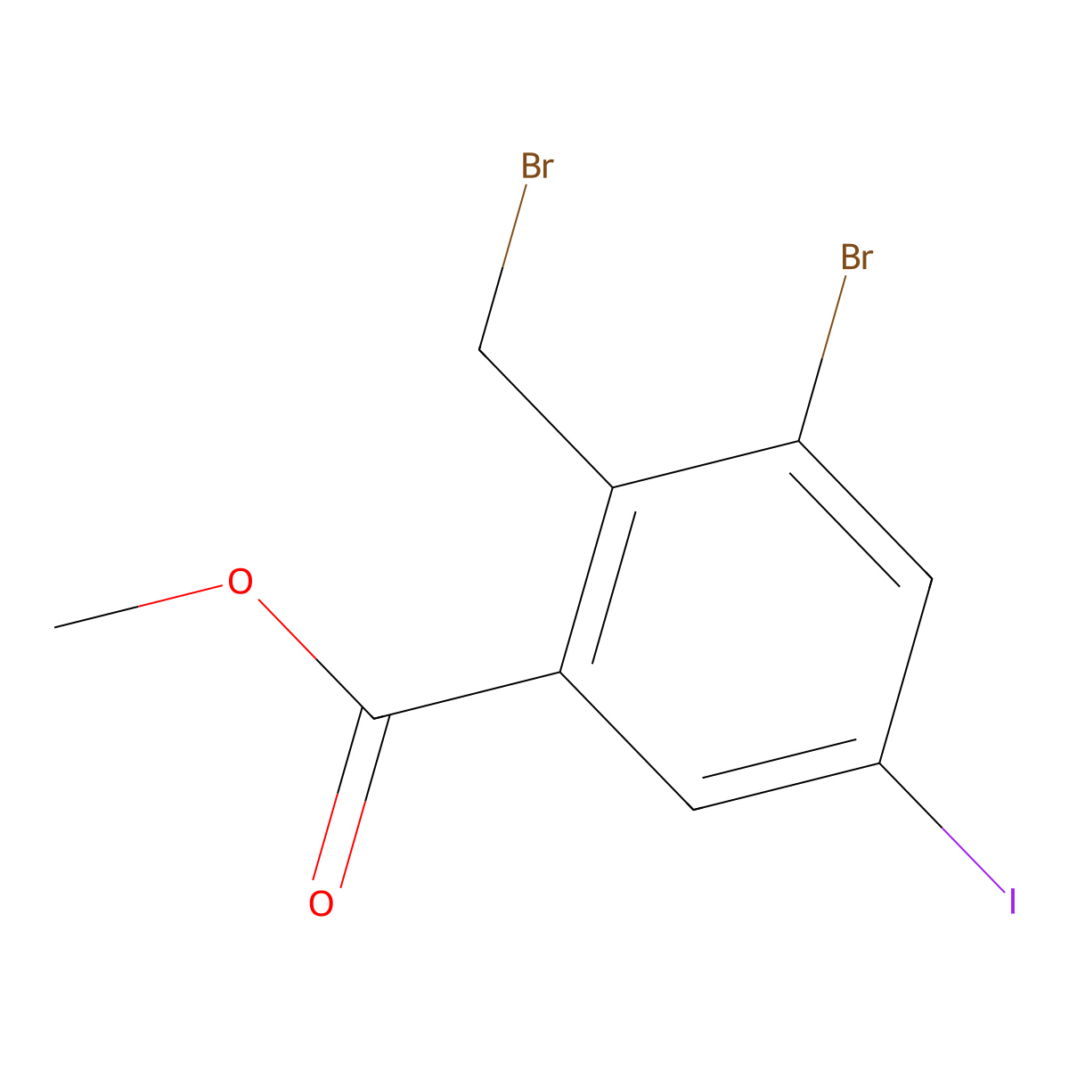Methyl 3-bromo-2-(bromomethyl)-5-iodobenzoate molecular structure, CAS 1370600-69-3