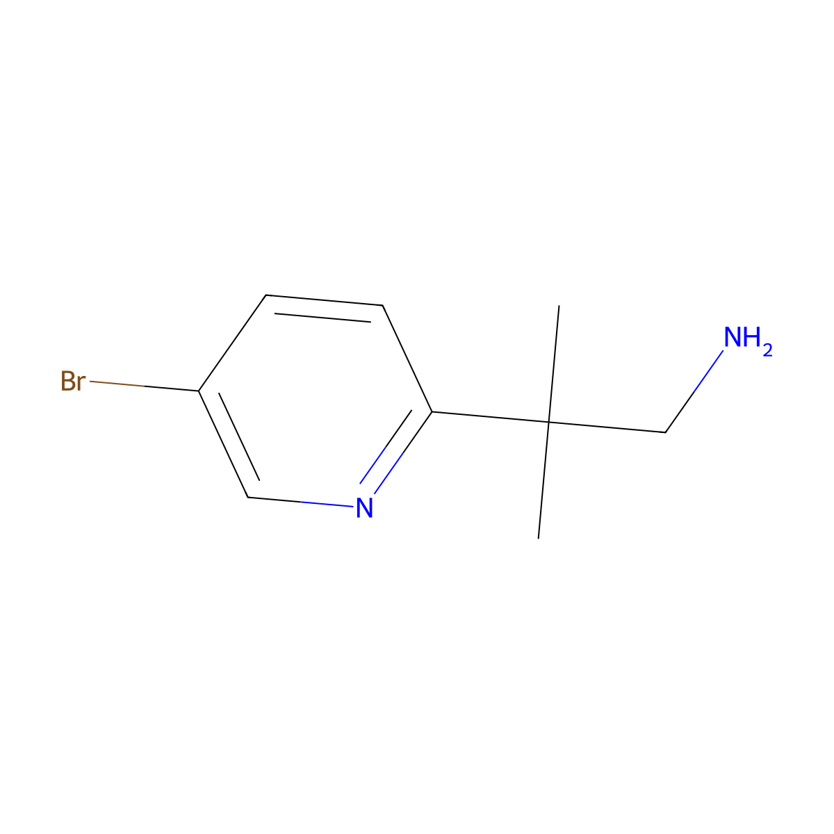 2-(5-Bromopyridin-2-yl)-2-methylpropan-1-amine molecular structure, CAS 1370600-82-0