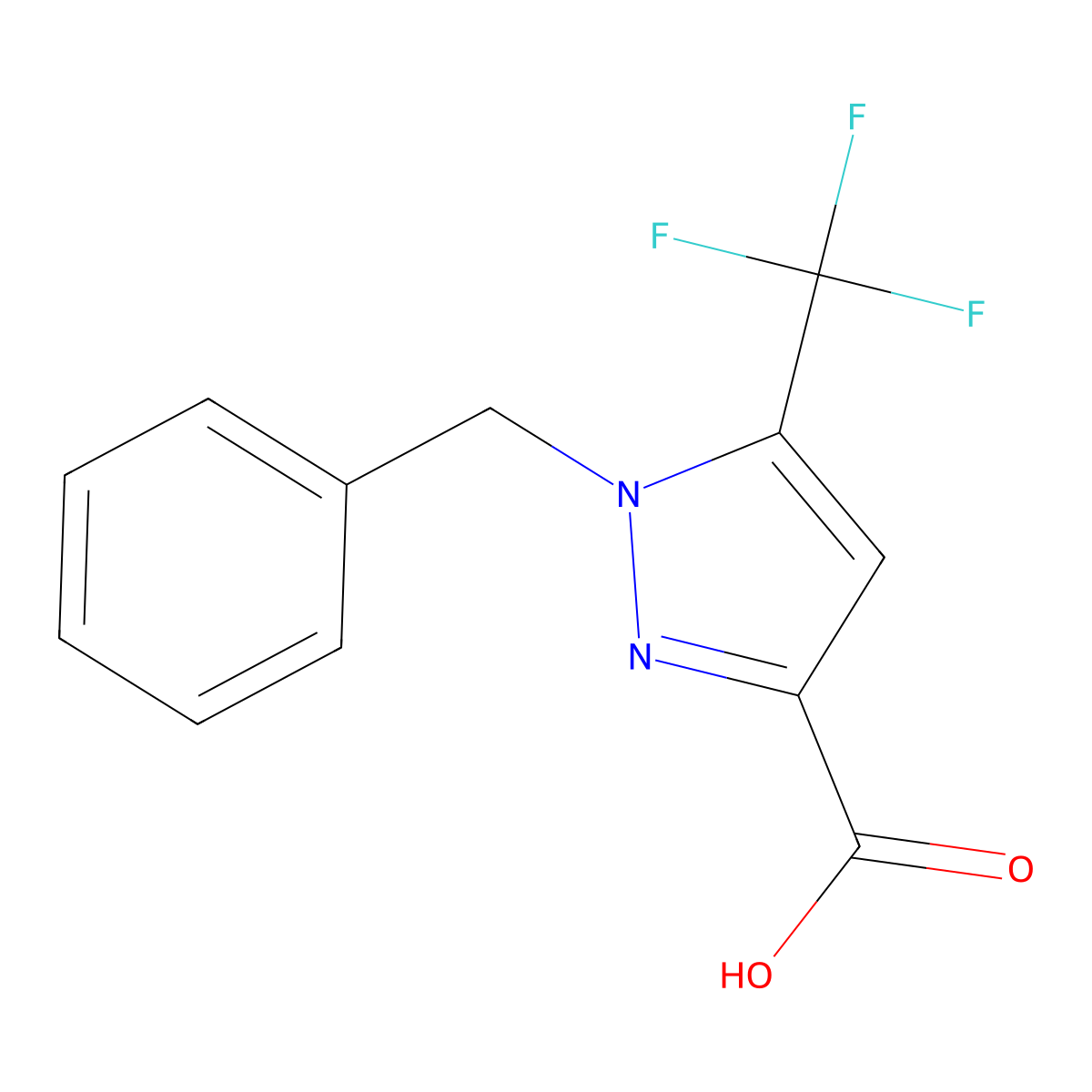 1-Benzyl-5-(trifluoromethyl)-1H-pyrazole-3-carboxylic acid molecular structure, CAS 1370600-86-4