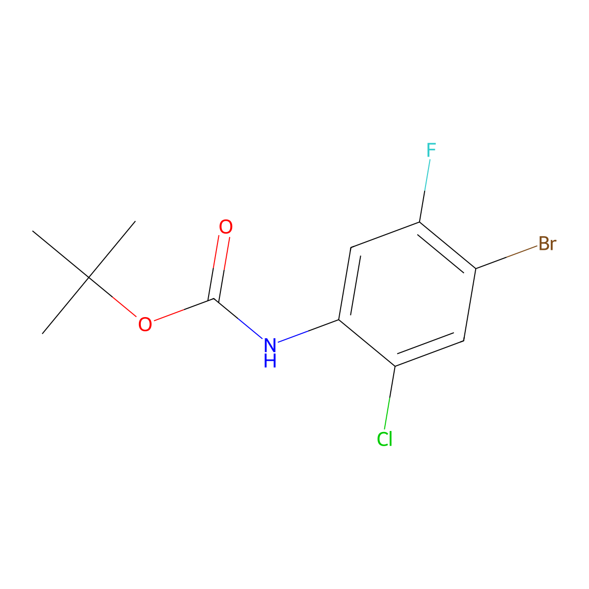 tert-butyl N-(4-bromo-2-chloro-5-fluorophenyl)carbamate molecular structure, CAS 1370601-67-4