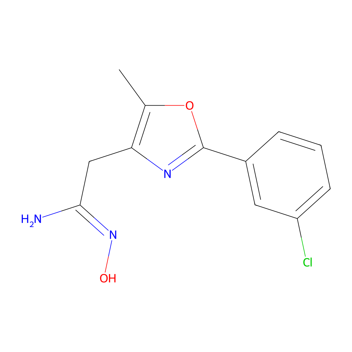 (1Z)-2-[2-(3-chlorophenyl)-5-methyl-1,3-oxazol-4-yl]-N'-hydroxyethanimidamide molecular structure, CAS 1370601-76-5
