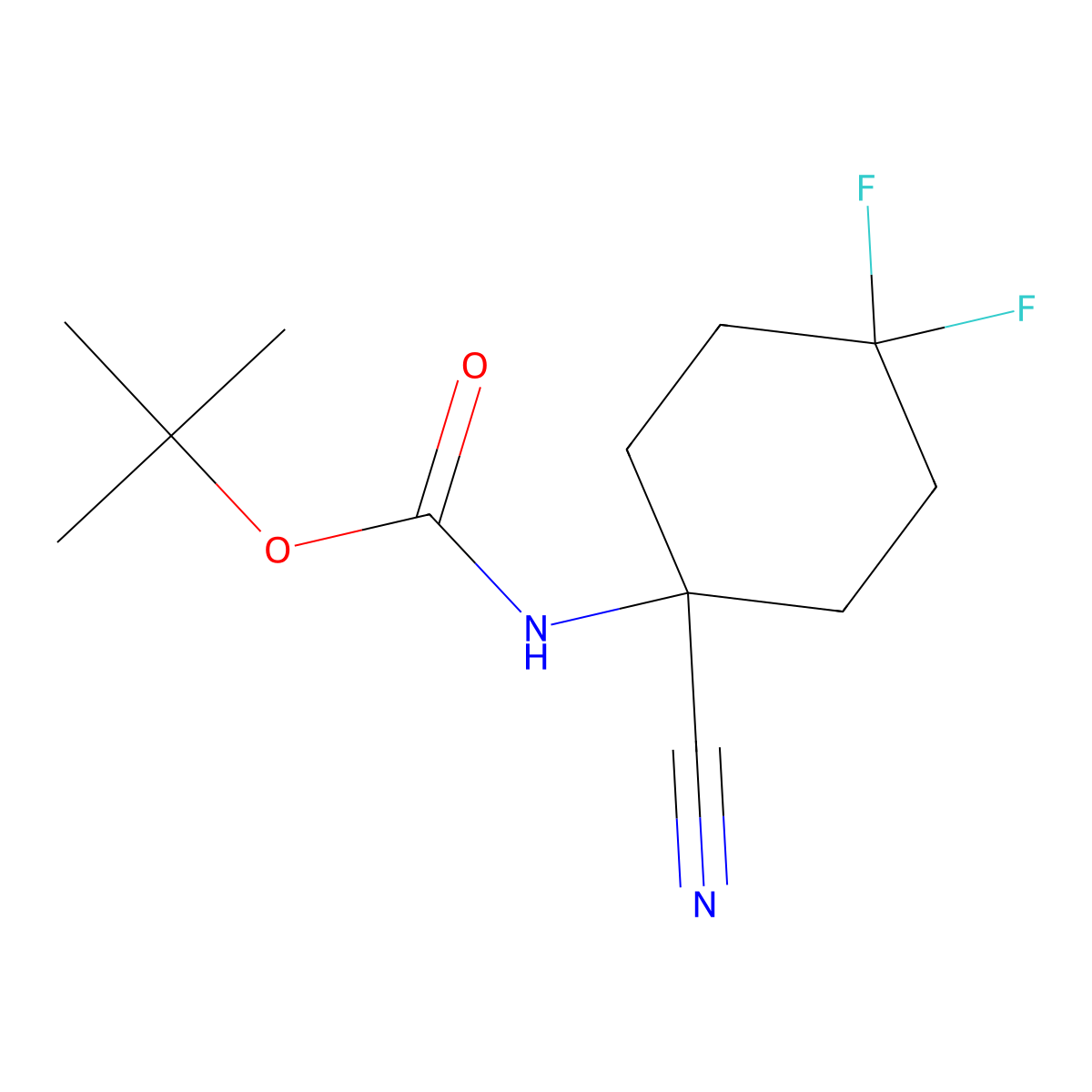 tert-butyl N-(1-cyano-4,4-difluorocyclohexyl)carbamate molecular structure, CAS 1370606-49-7