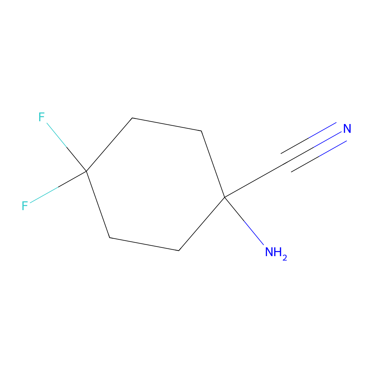 1-Amino-4,4-difluorocyclohexane-1-carbonitrile molecular structure, CAS 1370606-50-0