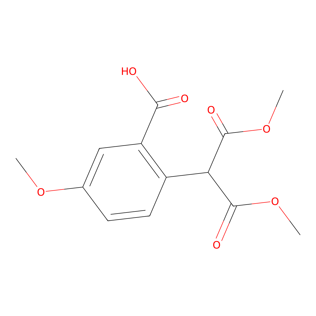 2-(1,3-Dimethoxy-1,3-dioxopropan-2-yl)-5-methoxybenzoic acid molecular structure, CAS 1370606-52-2