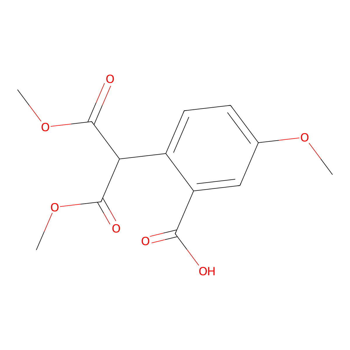 2-(1,3-Dimethoxy-1,3-dioxopropan-2-yl)-5-methoxybenzoic acid molecular structure, CAS 1370606-52-2