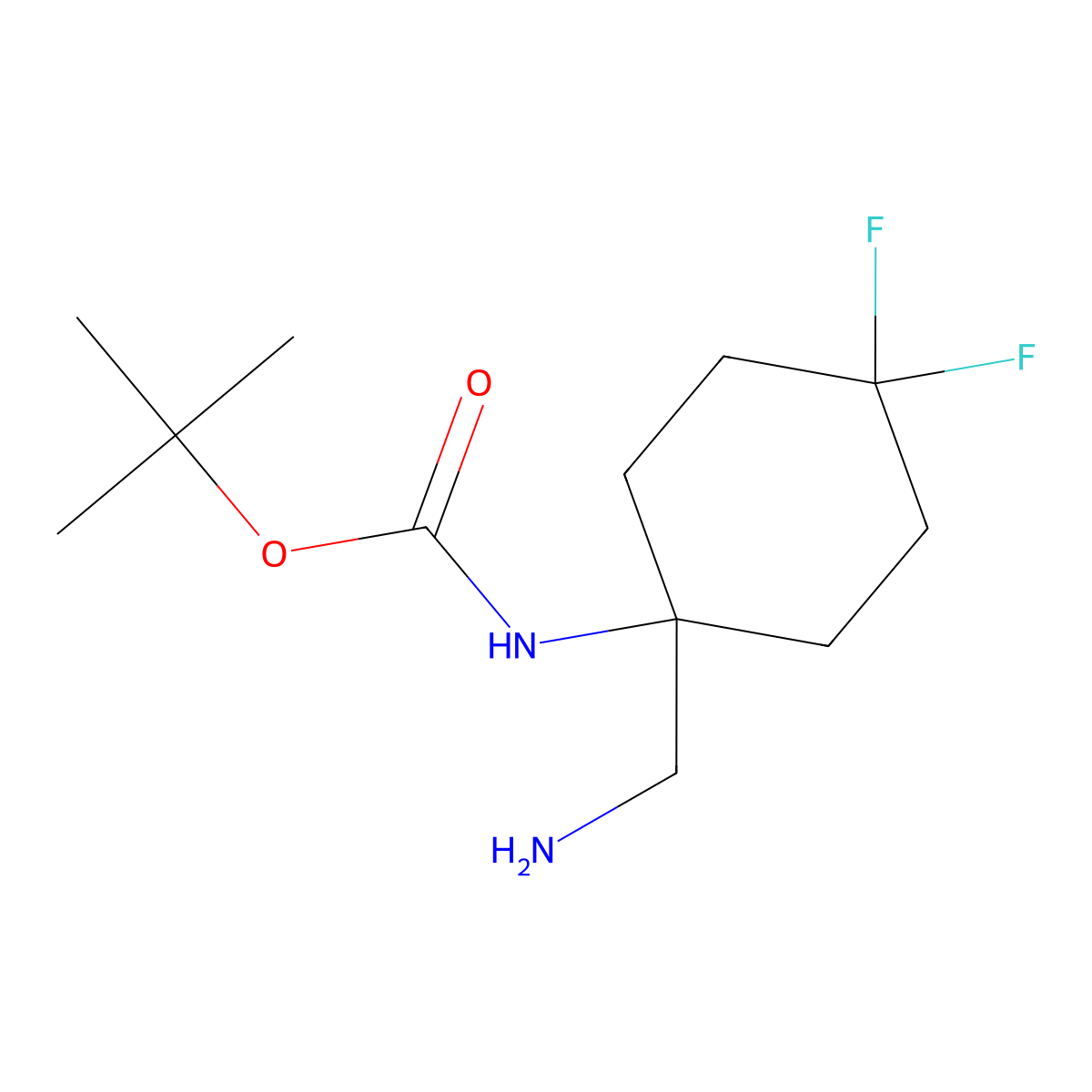 Tert-butyl N-[1-(aminomethyl)-4,4-difluorocyclohexyl]carbamate molecular structure, CAS 1370606-56-6