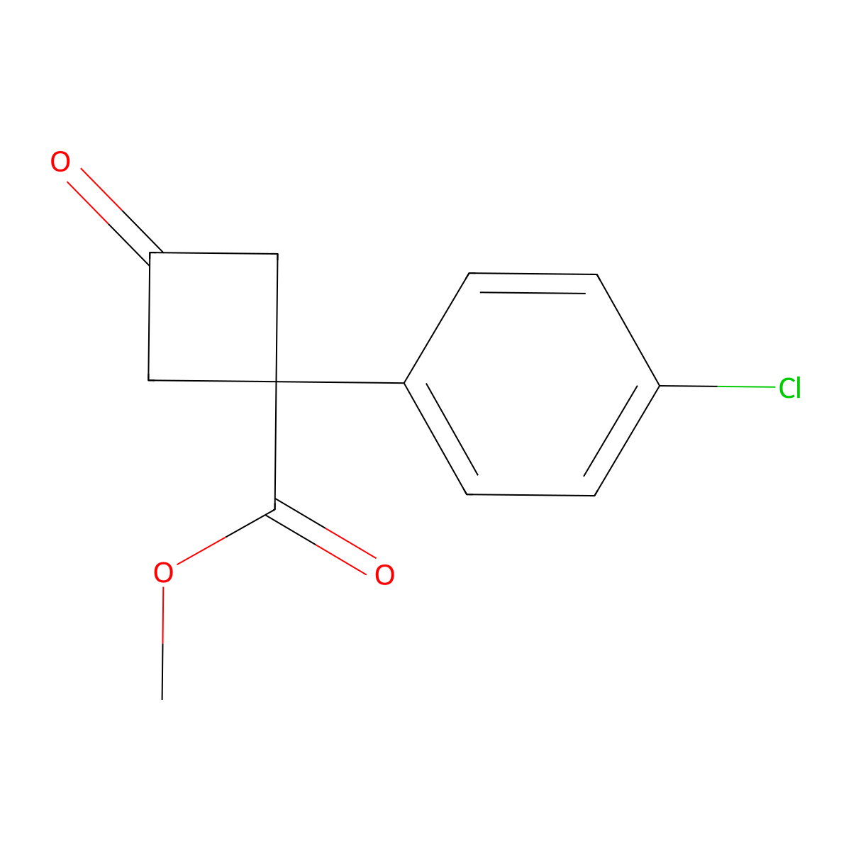 Methyl 1-(4-chlorophenyl)-3-oxocyclobutanecarboxylate molecular structure, CAS 1370618-03-3
