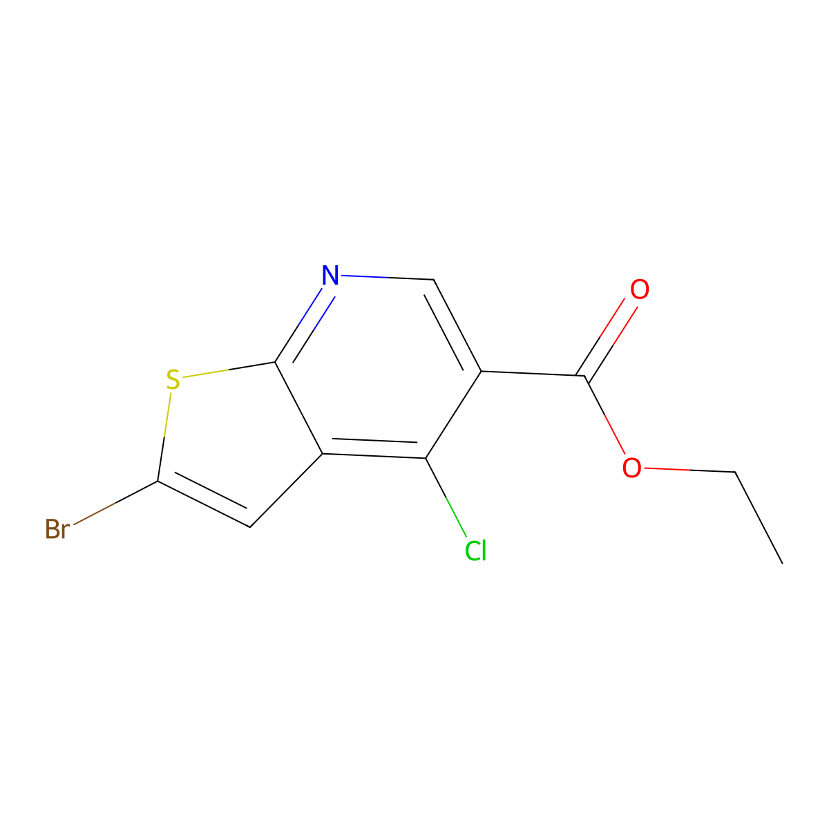 Ethyl 2-bromo-4-chlorothieno[2,3-b]pyridine-5-carboxylate molecular structure, CAS 1370619-77-4