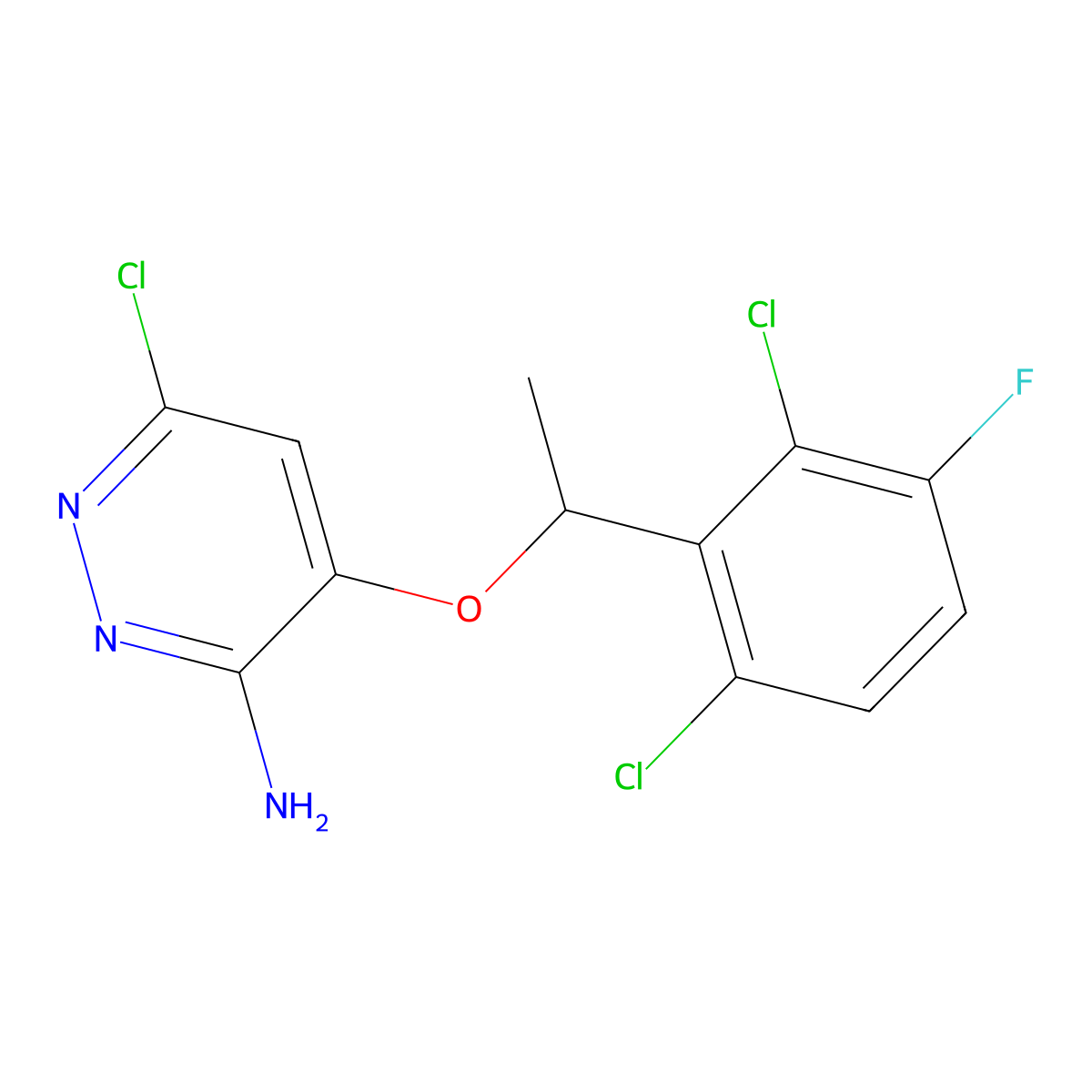 (R)-6-Chloro-4-(1-(2,6-dichloro-3-fluorophenyl)ethoxy)pyridazin-3-amine molecular structure, CAS 1370651-29-8