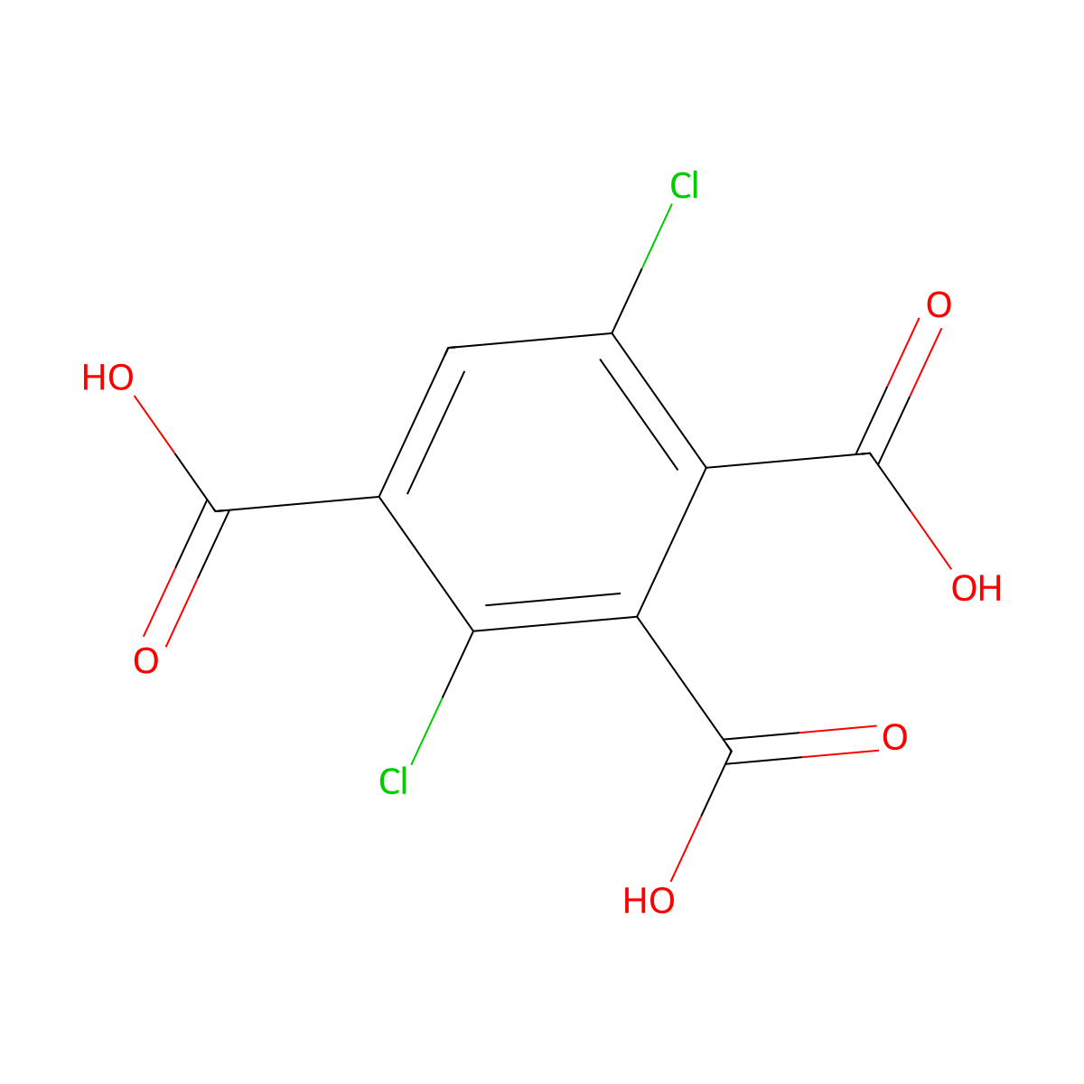 3,6-Dichlorobenzene-1,2,4-tricarboxylic acid molecular structure, CAS 137071-78-4