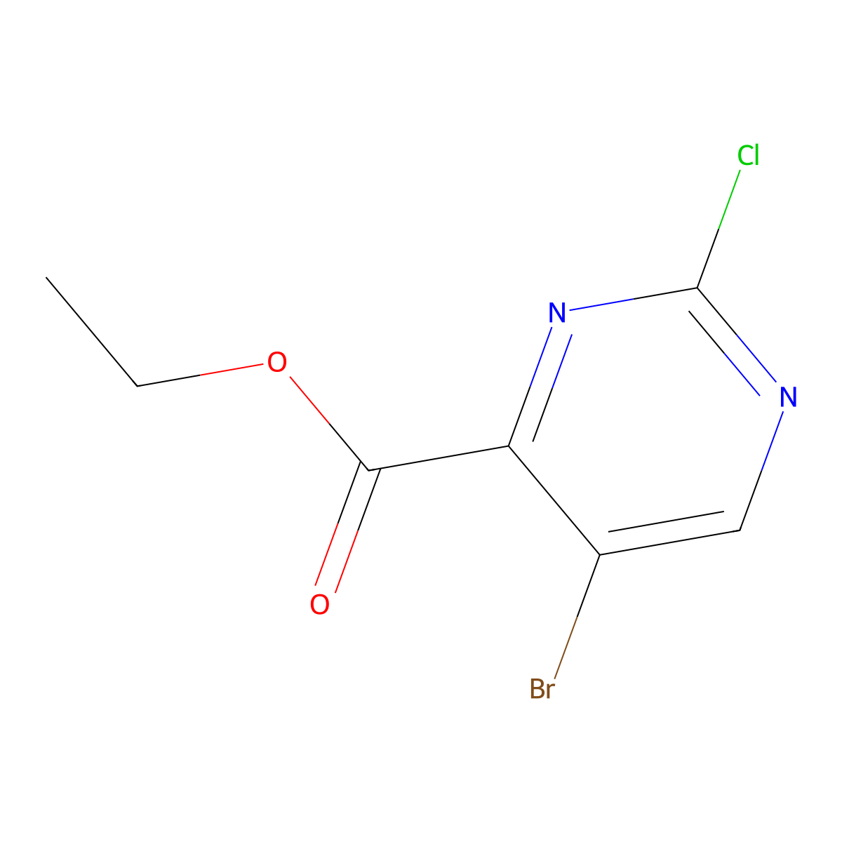 Ethyl 5-bromo-2-chloropyrimidine-4-carboxylate molecular structure, CAS 1370725-06-6