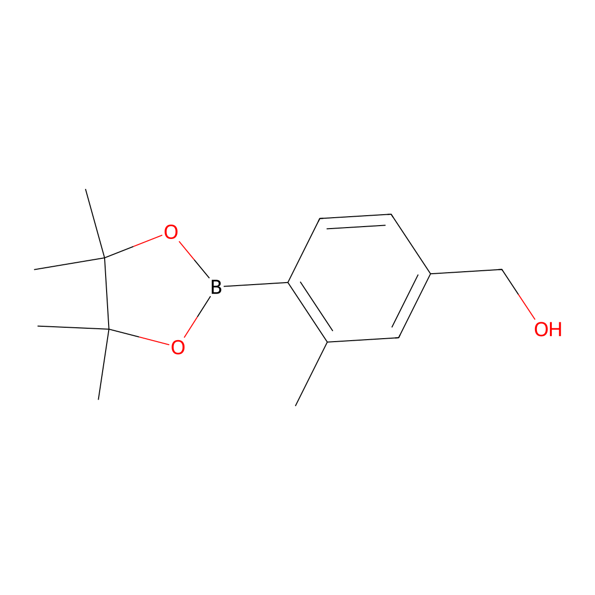 (3-Methyl-4-(4,4,5,5-tetramethyl-1,3,2-dioxaborolan-2-yl)phenyl)methanol molecular structure, CAS 1370732-71-0