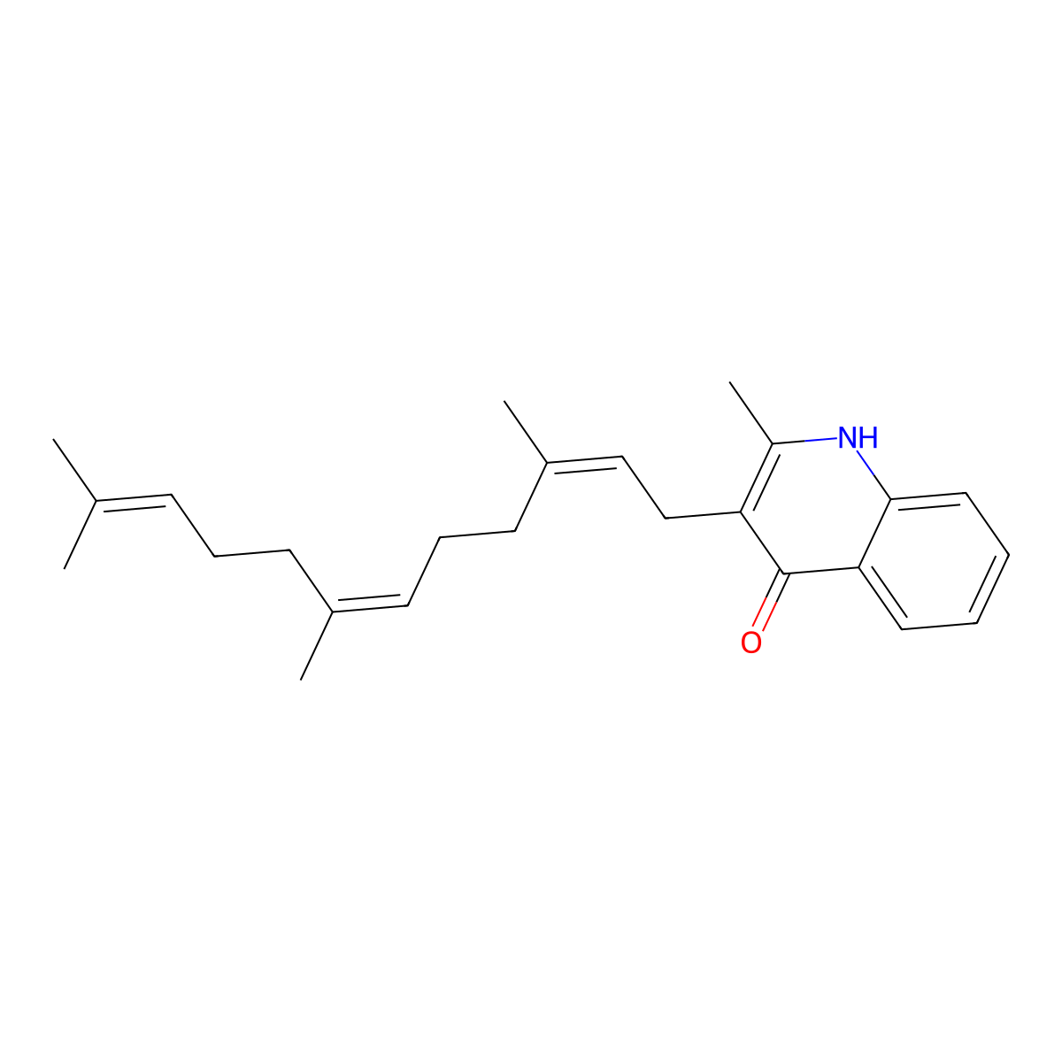 2-Methyl-3-[(2E,6E)-3,7,11-trimethyldodeca-2,6,10-trienyl]-1H-quinolin-4-one molecular structure, CAS 137078-71-8