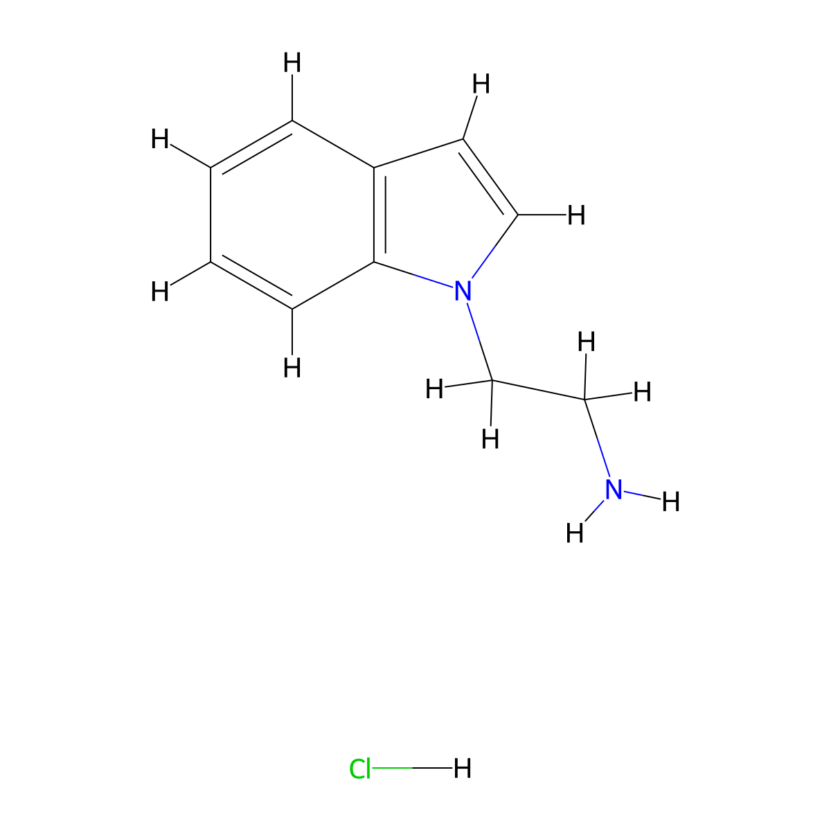 2-(1H-Indol-1-yl)ethanamine hydrochloride molecular structure, CAS 13708-92-4