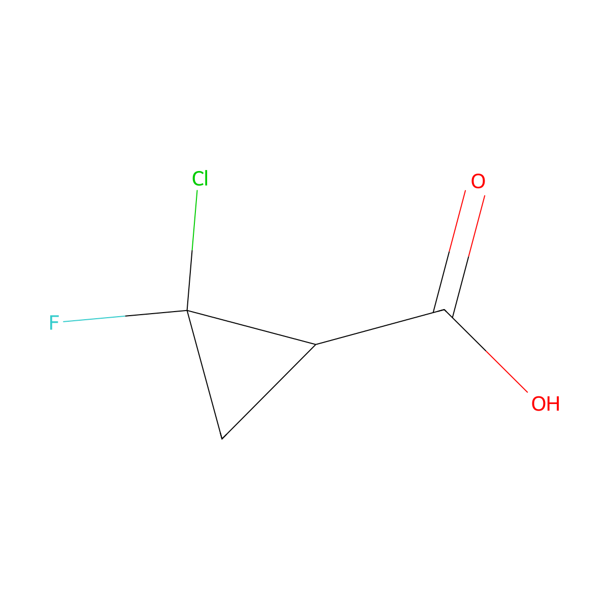 2-Chloro-2-fluorocyclopropanecarboxylic acid molecular structure, CAS 137081-42-6
