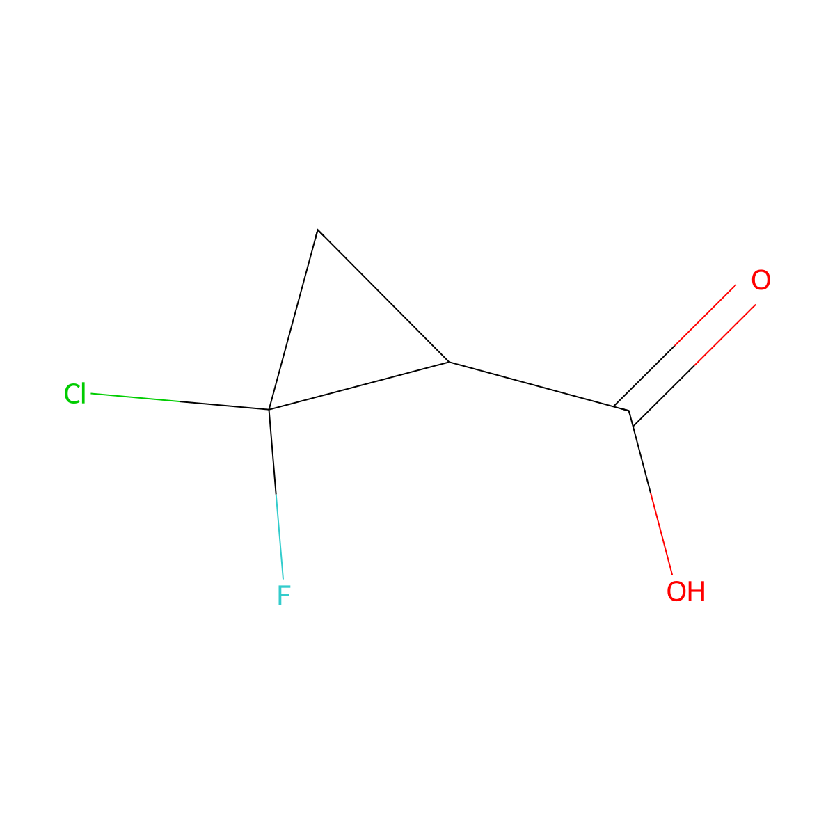 2-Chloro-2-fluorocyclopropanecarboxylic acid molecular structure, CAS 137081-42-6