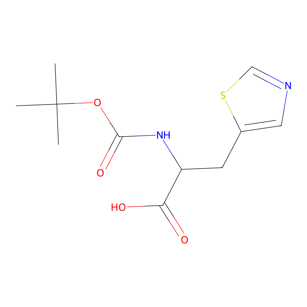 (2R)-2-{[(tert-butoxy)carbonyl]amino}-3-(1,3-thiazol-5-yl)propanoic acid molecular structure, CAS 137088-52-9