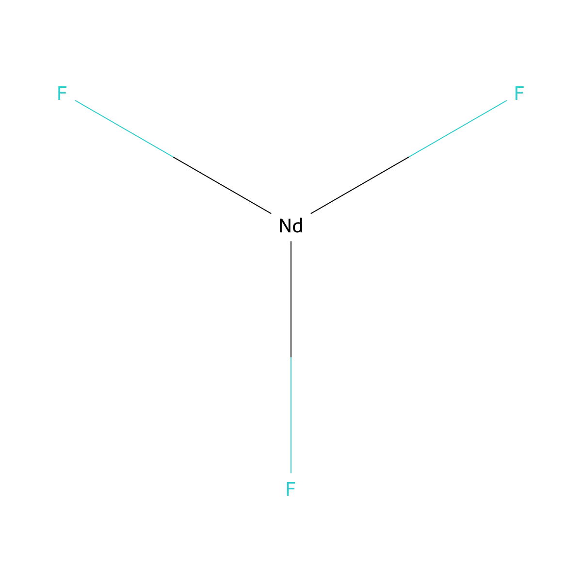 Neodymium fluoride (NdF3) molecular structure, CAS 13709-42-7