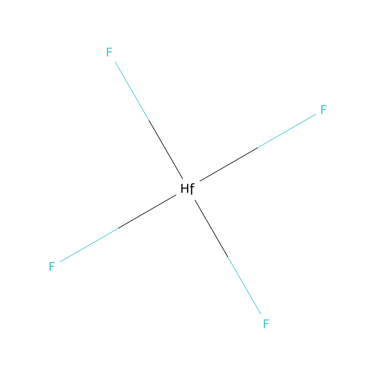 Hafnium tetrafluoride molecular structure, CAS 13709-52-9
