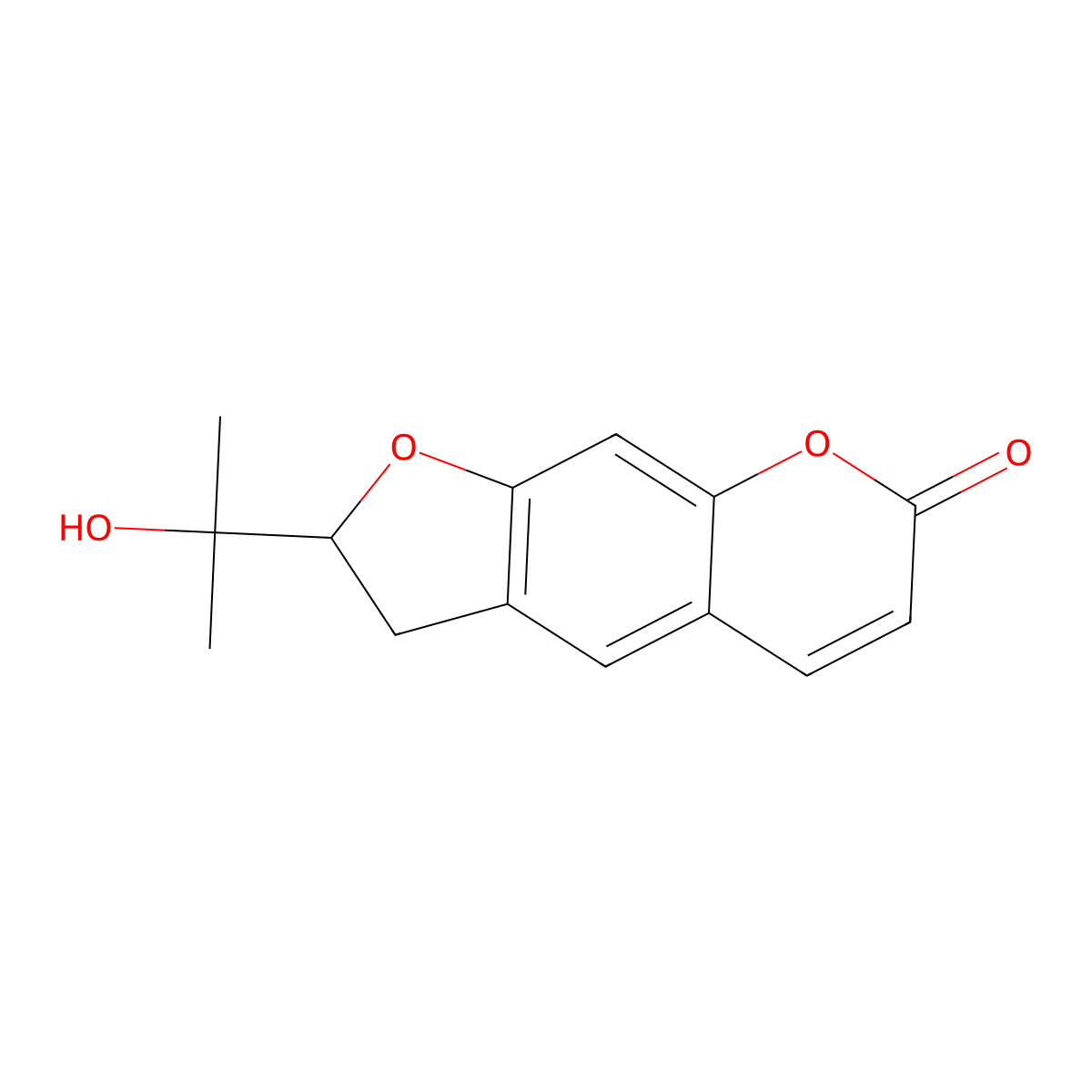 2-(2-Hydroxypropan-2-yl)-2,3-dihydrofuro(3,2-g)chromen-7-one molecular structure, CAS 13710-70-8
