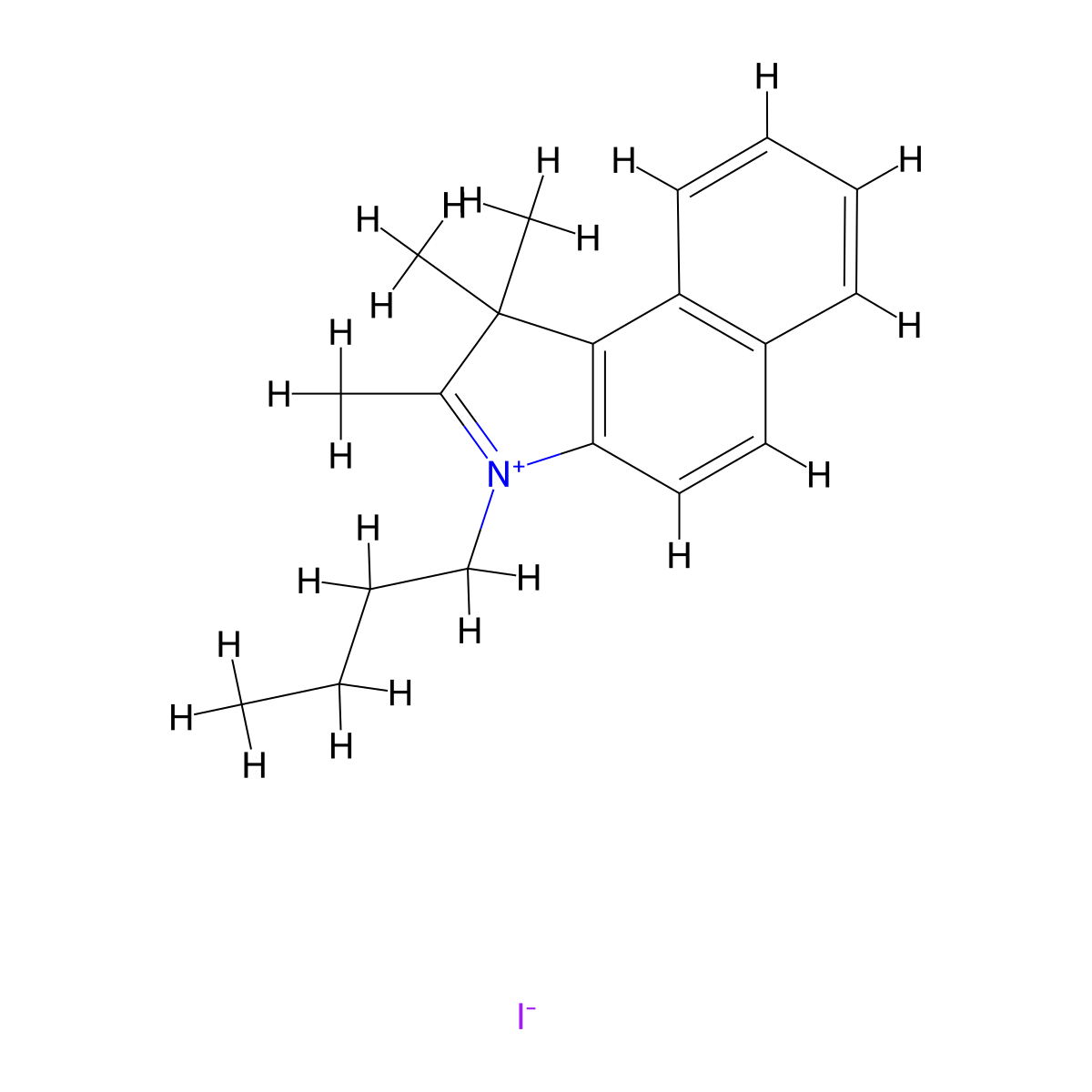 3-Butyl-1,1,2-trimethyl-1H-benzo[e]indolium iodide molecular structure, CAS 137107-72-3