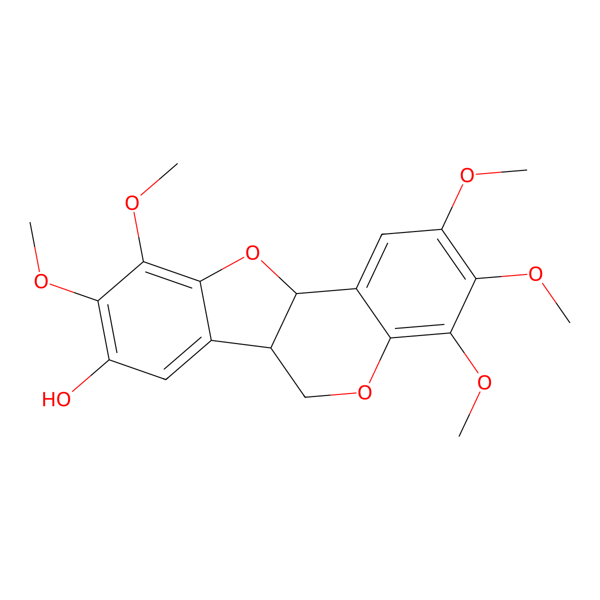 2,3,4,9,10-Pentamethoxy-6a,11a-dihydro-6H-[1]benzofuro[3,2-c][1]benzopyran-8-ol molecular structure, CAS 1371184-78-9