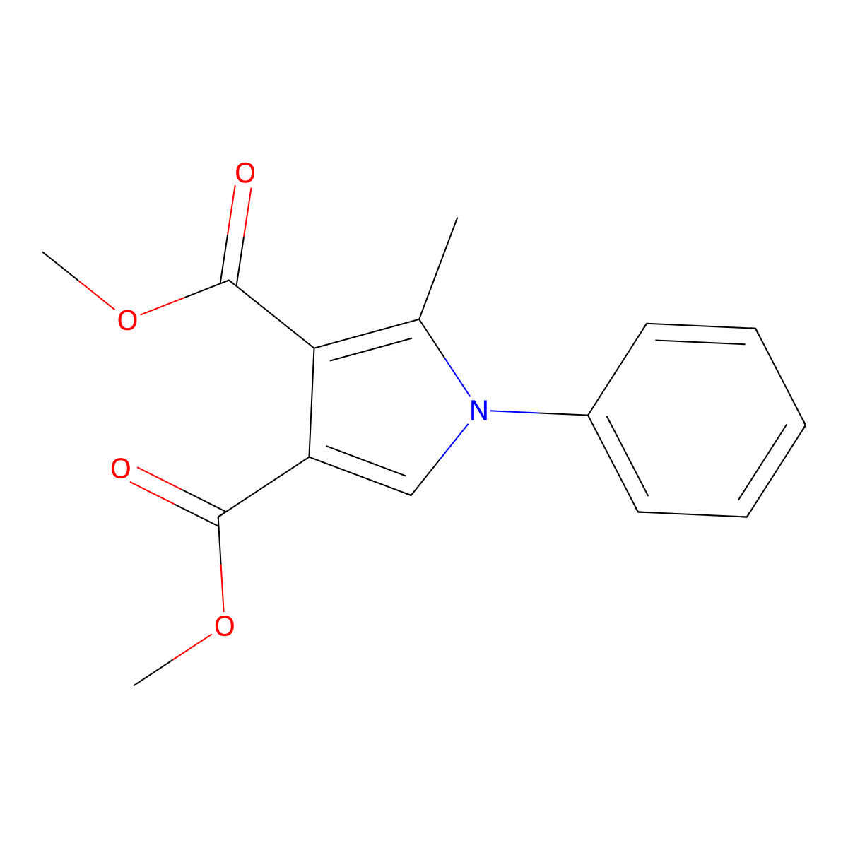 dimethyl 2-methyl-1-phenyl-1H-pyrrole-3,4-dicarboxylate molecular structure, CAS 13712-65-7