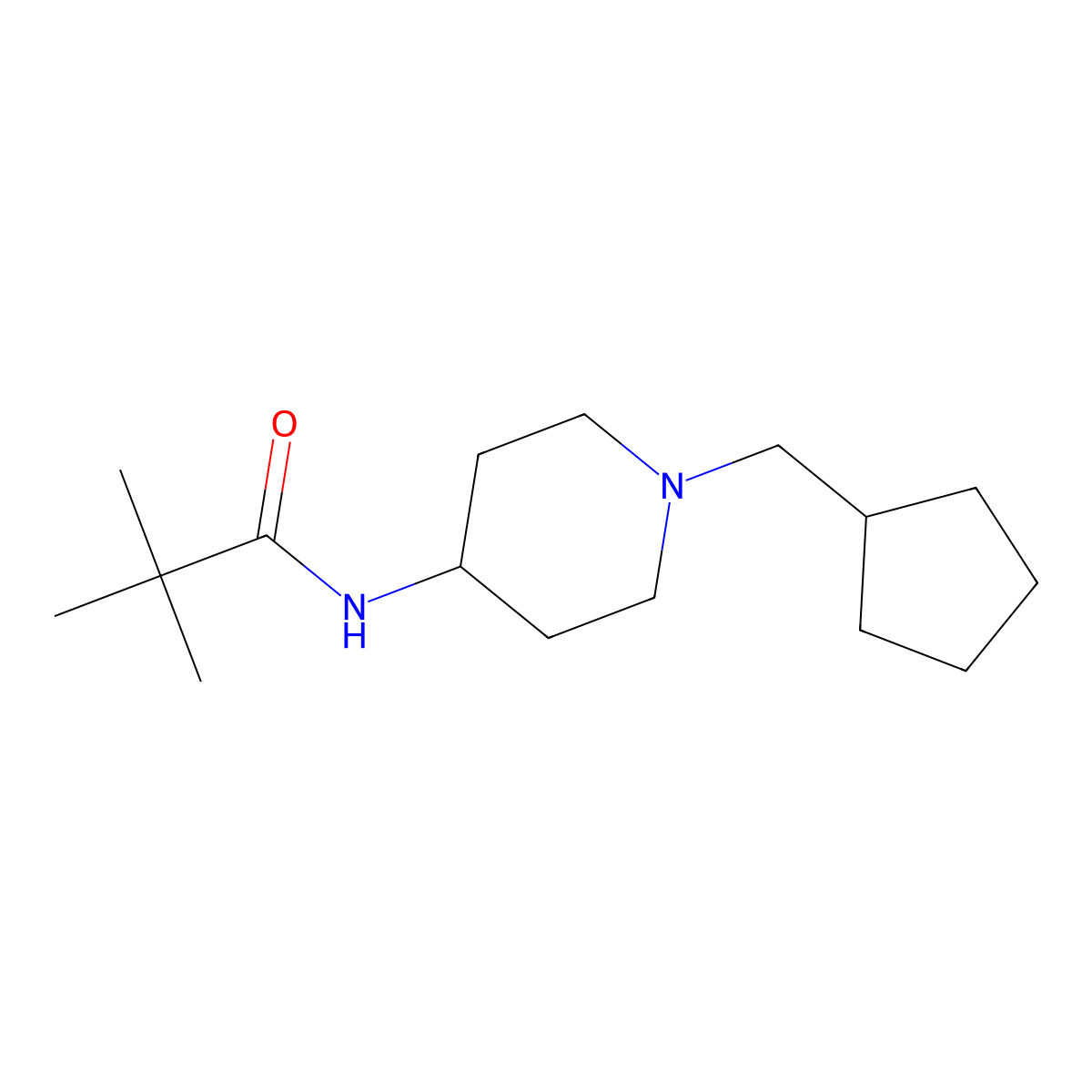N-[1-(cyclopentylmethyl)piperidin-4-yl]-2,2-dimethylpropanamide molecular structure, CAS 1371256-18-6