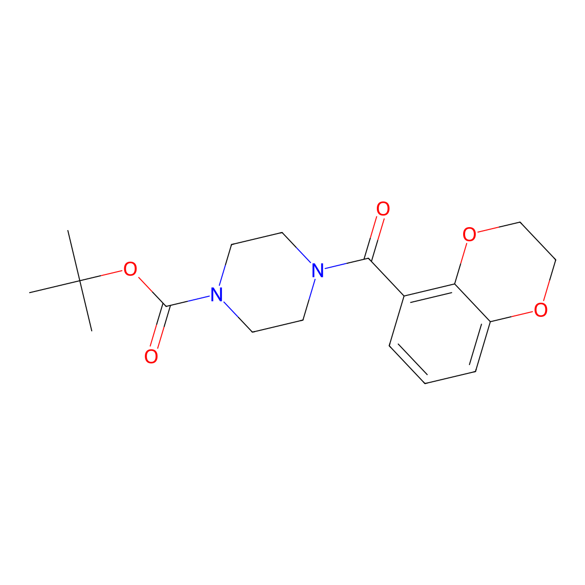 tert-Butyl 4-(2,3-dihydrobenzo[b][1,4]dioxine-5-carbonyl)piperazine-1-carboxylate molecular structure, CAS 1371274-41-7