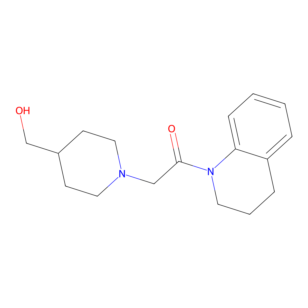 2-[4-(Hydroxymethyl)piperidin-1-yl]-1-(1,2,3,4-tetrahydroquinolin-1-yl)ethan-1-one molecular structure, CAS 1371386-37-6