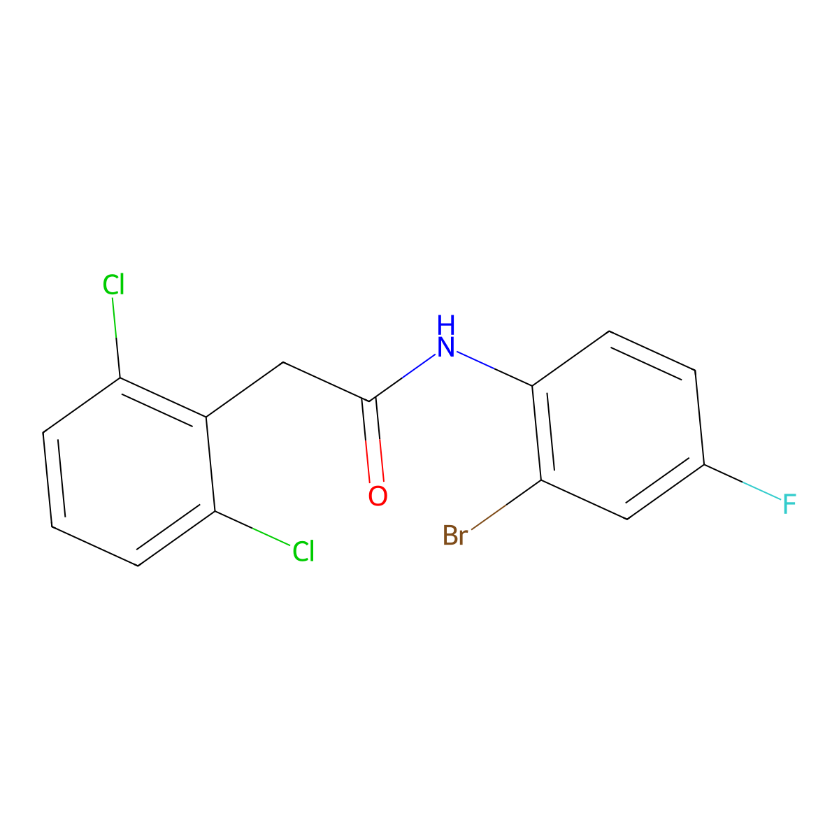 N-(2-Bromo-4-fluorophenyl)-2,6-dichlorobenzeneacetamide molecular structure, CAS 1371480-55-5