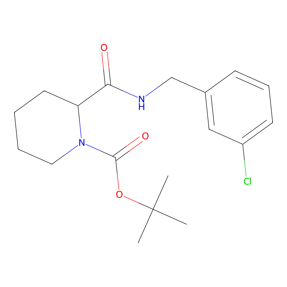 tert-Butyl 2-((3-chlorobenzyl)carbamoyl)piperidine-1-carboxylate molecular structure, CAS 1371583-78-6