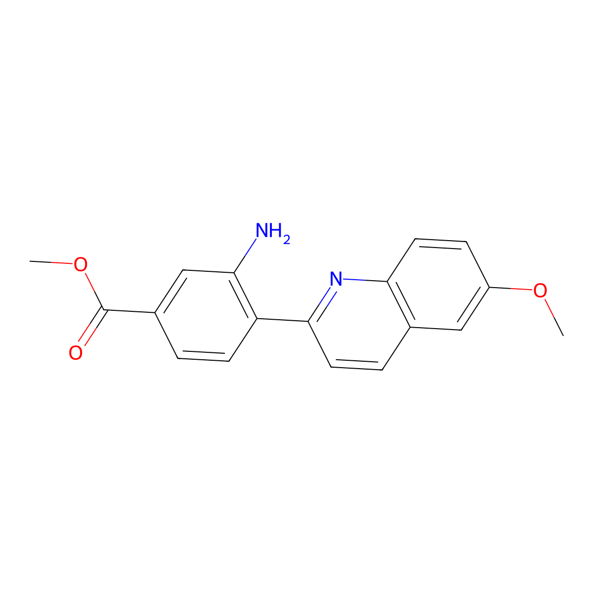 Methyl 3-amino-4-(6-methoxyquinolin-2-yl)benzoate molecular structure, CAS 1371588-43-0