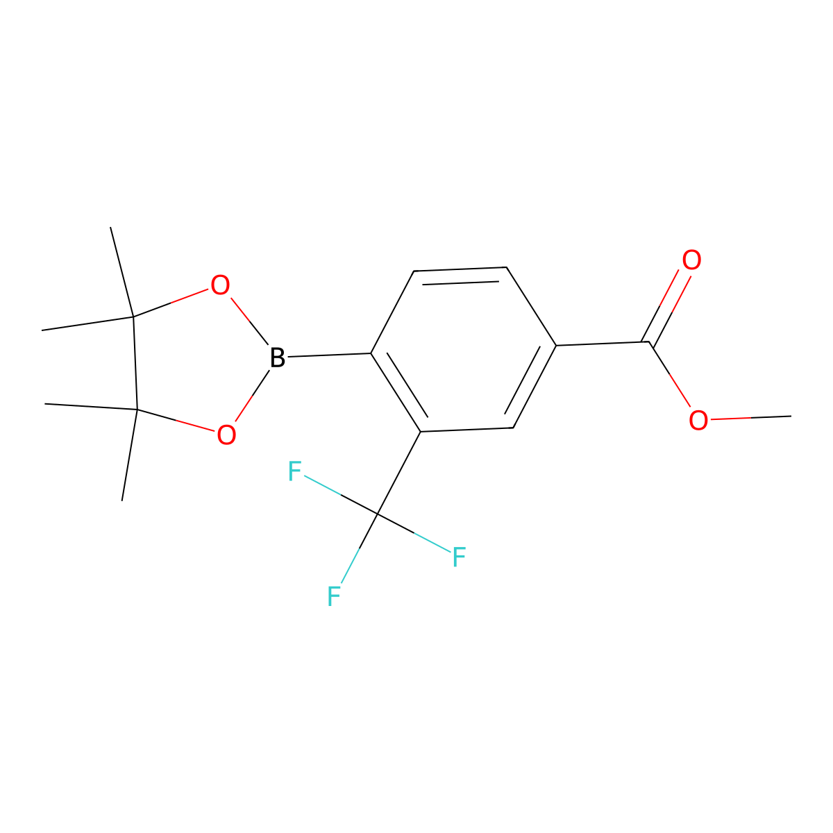 Methyl 4-(4,4,5,5-tetramethyl-1,3,2-dioxaborolan-2-yl)-3-(trifluoromethyl)benzoate molecular structure, CAS 1371589-09-1