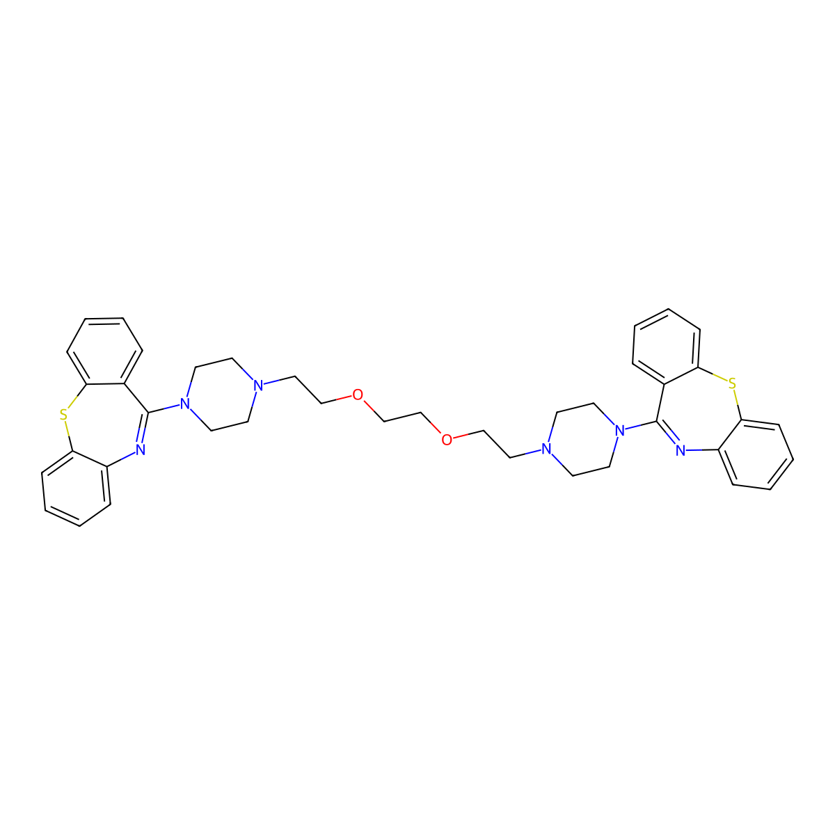 1,2-Bis[2-(4-Dibenzo[b,f][1,4]thiazepin-11-yl-1-piperazinyl)ethoxy]ethane molecular structure, CAS 1371638-05-9