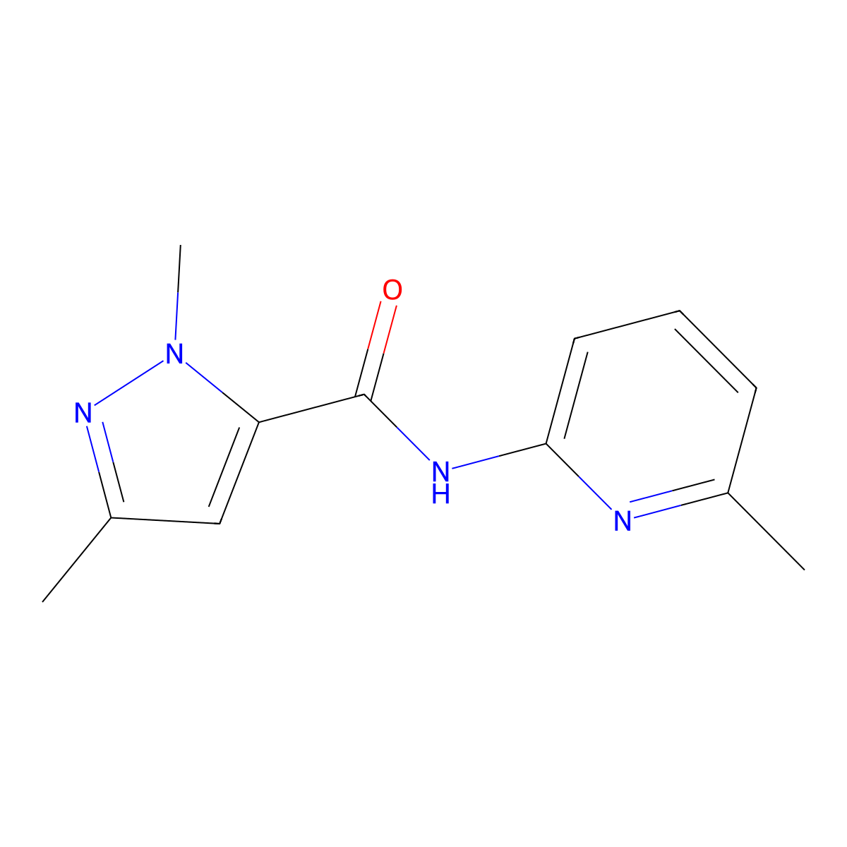 1,3-dimethyl-N-(6-methylpyridin-2-yl)-1H-pyrazole-5-carboxamide molecular structure, CAS 1371744-96-5