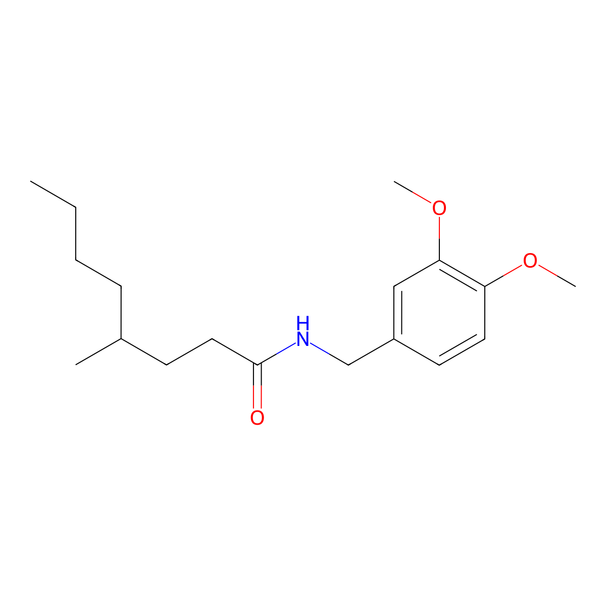 N-[(3,4-dimethoxyphenyl)methyl]-4-methyl-octanamide molecular structure, CAS 137175-12-3
