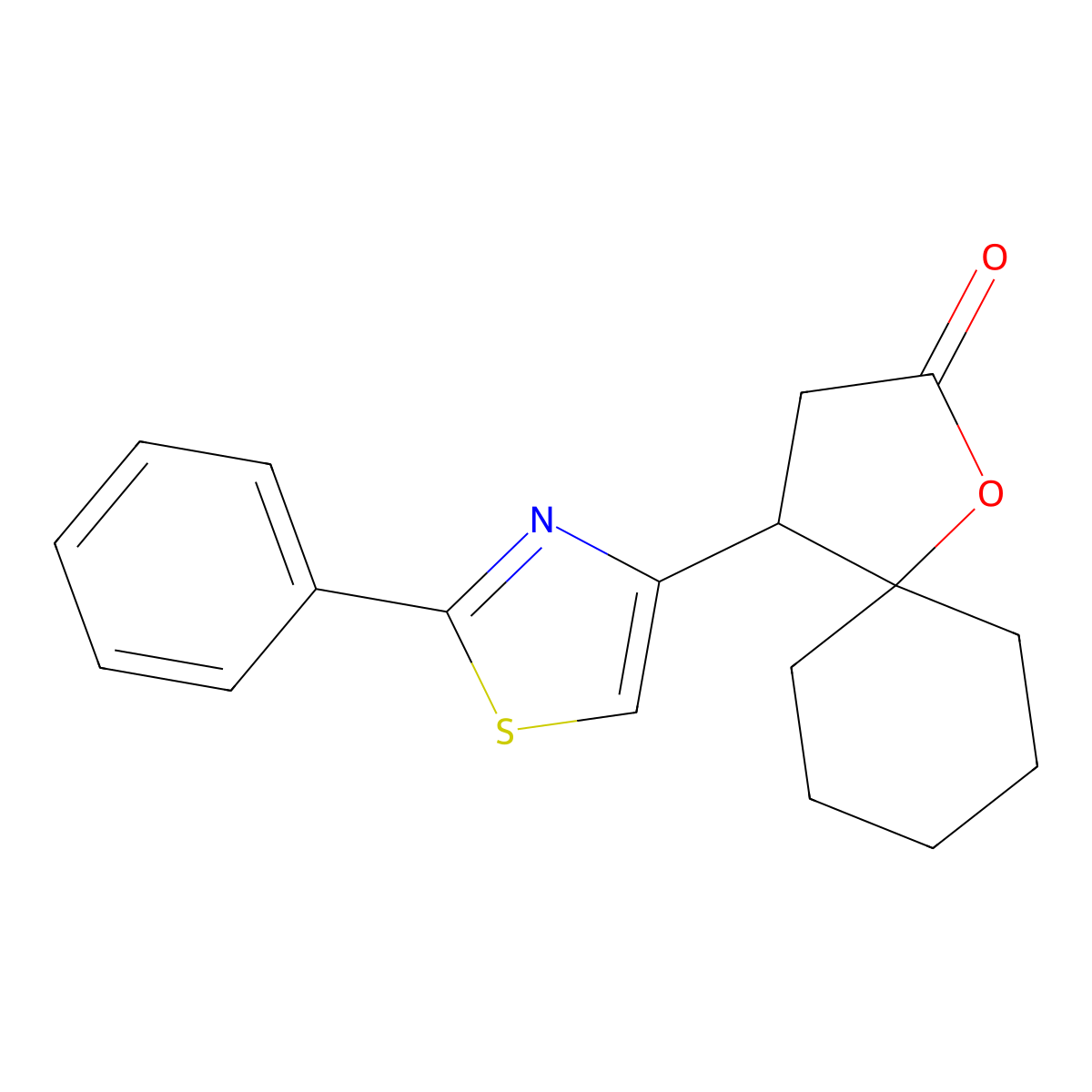 4-(2-Phenyl-1,3-thiazol-4-yl)-1-oxaspiro[4.5]decan-2-one molecular structure, CAS 137180-67-7