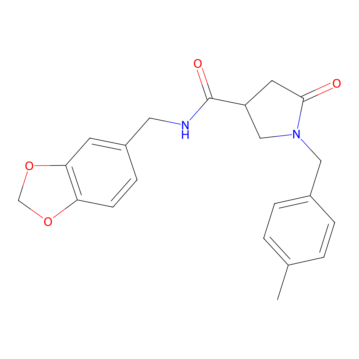 N-[(2H-1,3-benzodioxol-5-yl)methyl]-1-[(4-methylphenyl)methyl]-5-oxopyrrolidine-3-carboxamide molecular structure, CAS 1371810-13-7