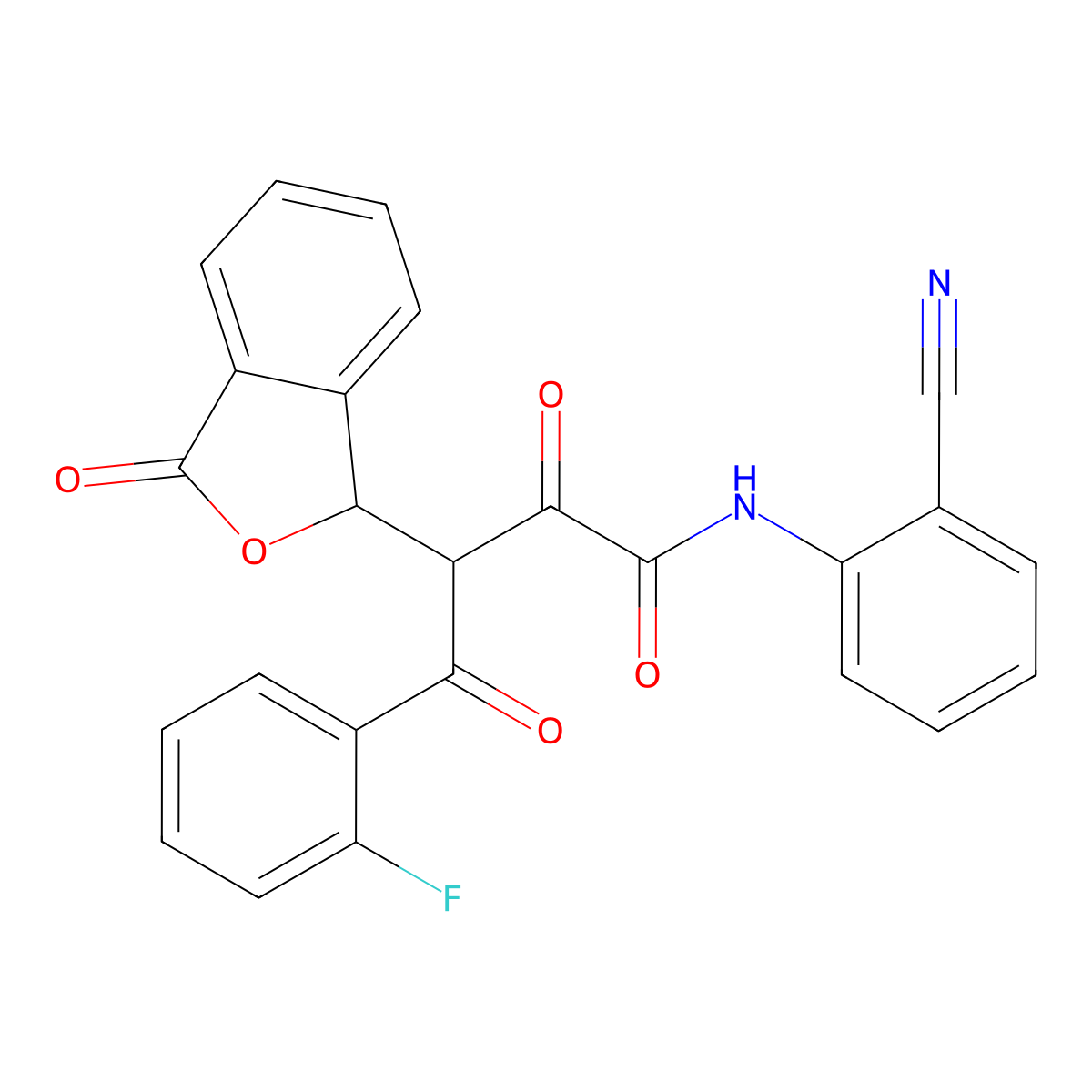 N-(2-Cyanophenyl)-4-(2-fluorophenyl)-2,4-dioxo-3-(3-oxo-1,3-dihydro-2-benzofuran-1-yl)butanamide molecular structure, CAS 137191-59-4
